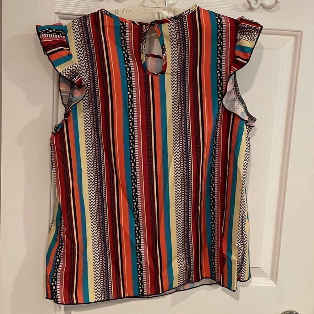 Colorful polyester striped top ❤️ - Picture 3 of 5
